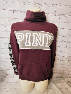 VS Pink Cowl Pullover Anorak Y2K Tape Sleeve XS